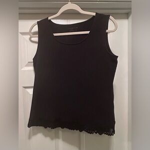 Coldwater Creek Black Sleeveless Top with Lace Hem
